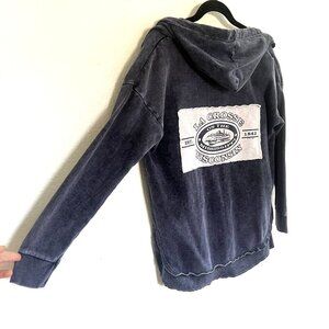 Upcycled "washed blue" Hooded La Crosse, WI Hoodie Cardigan